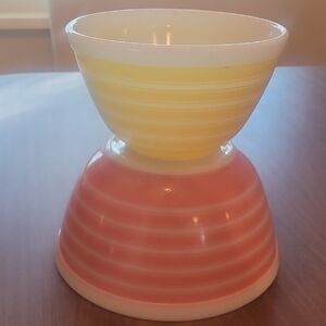 Vintage Pyrex Yellow and Pink Stripes